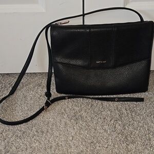 Matt & Nat Black Vegan Leather Crossbody with Rose Gold Accents